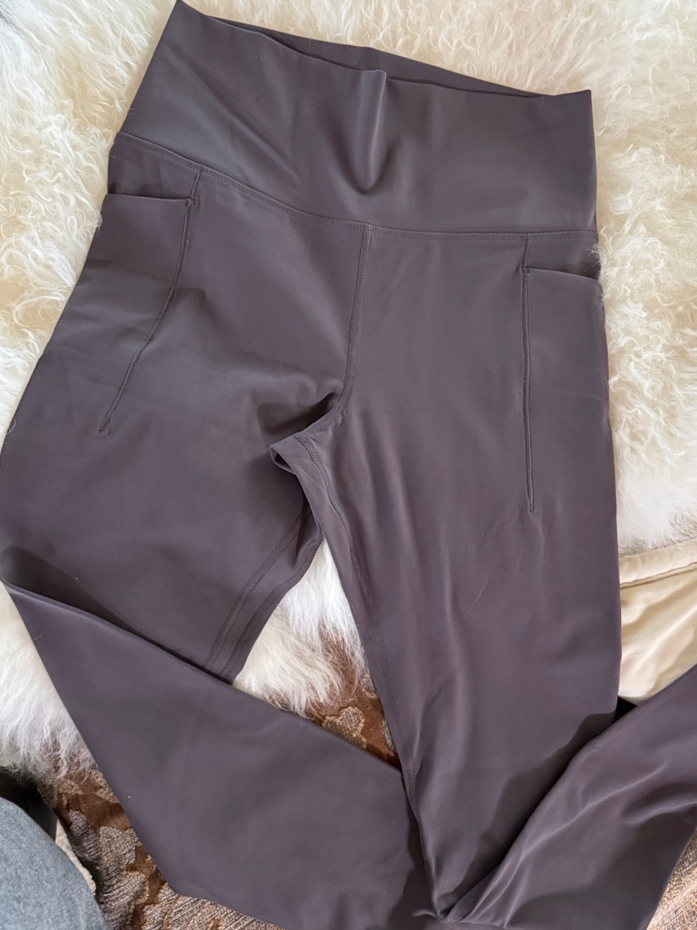 Avia Charcoal Purple High-Waist Performance Leggings Size M 8-10 27”